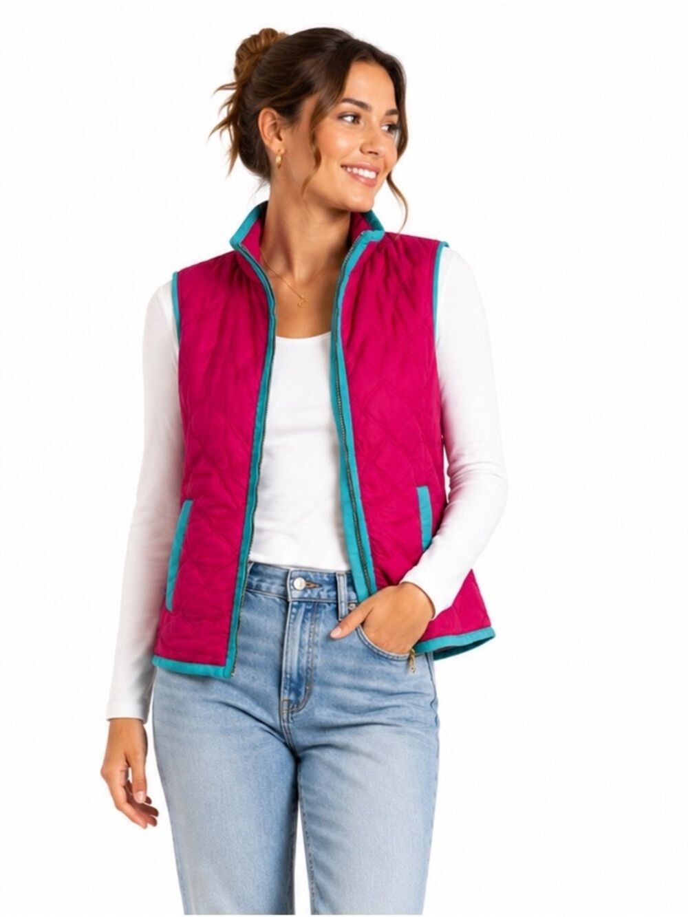 Vineyard Vines Pink Quilted 100% Nylon Puffer Vest  Size XS